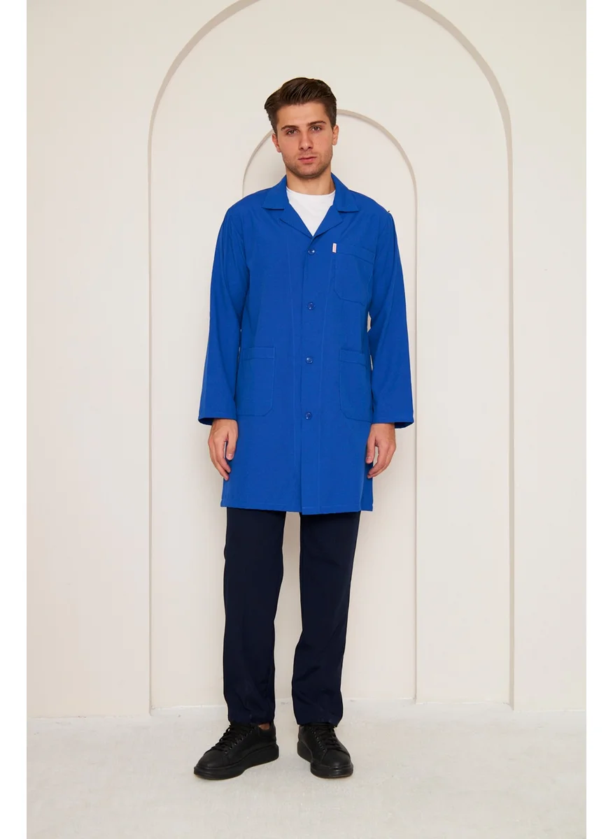 Mervem Alpaca Fabric Student Apron (Men) Sax Blue
