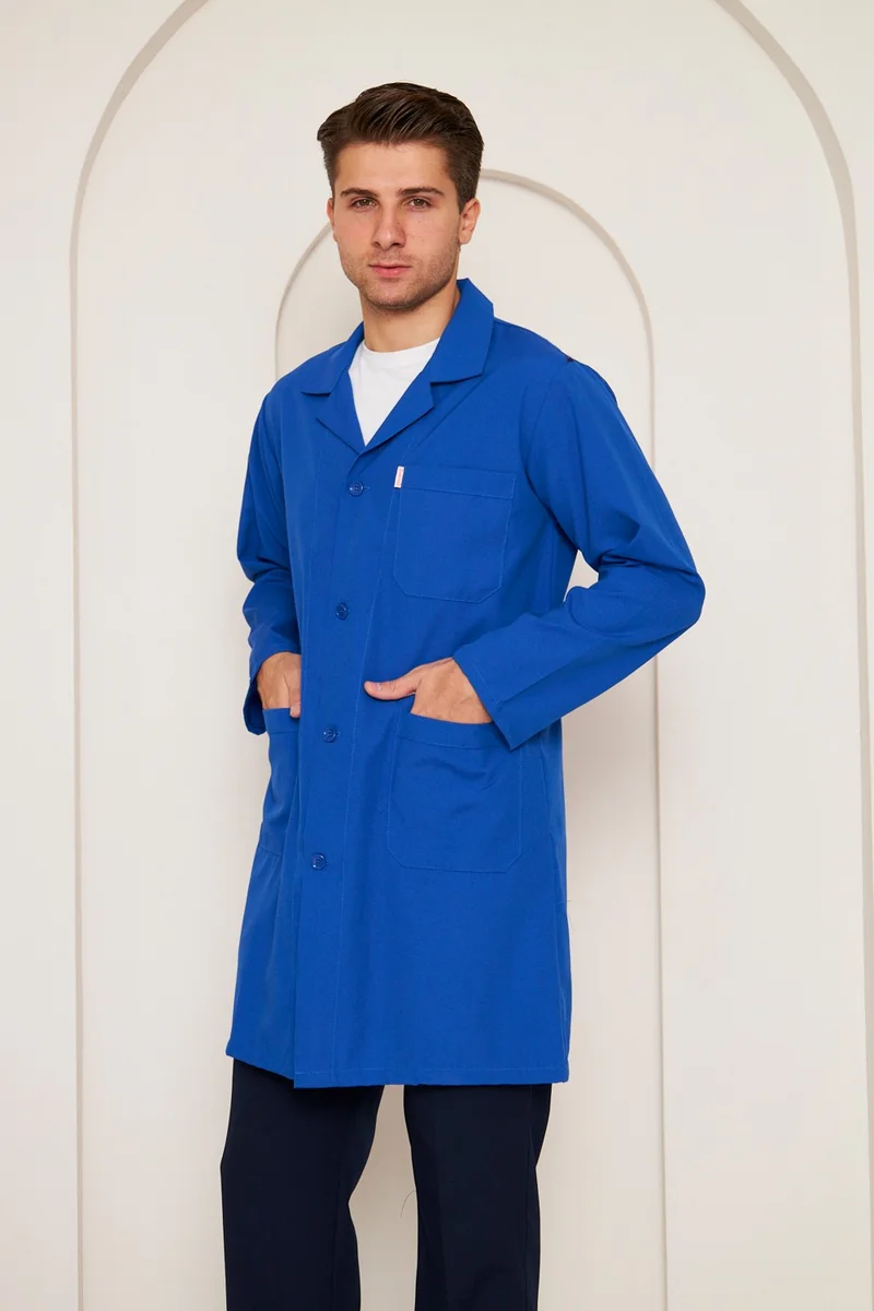 Mervem Alpaca Fabric Student Apron (Men) Sax Blue