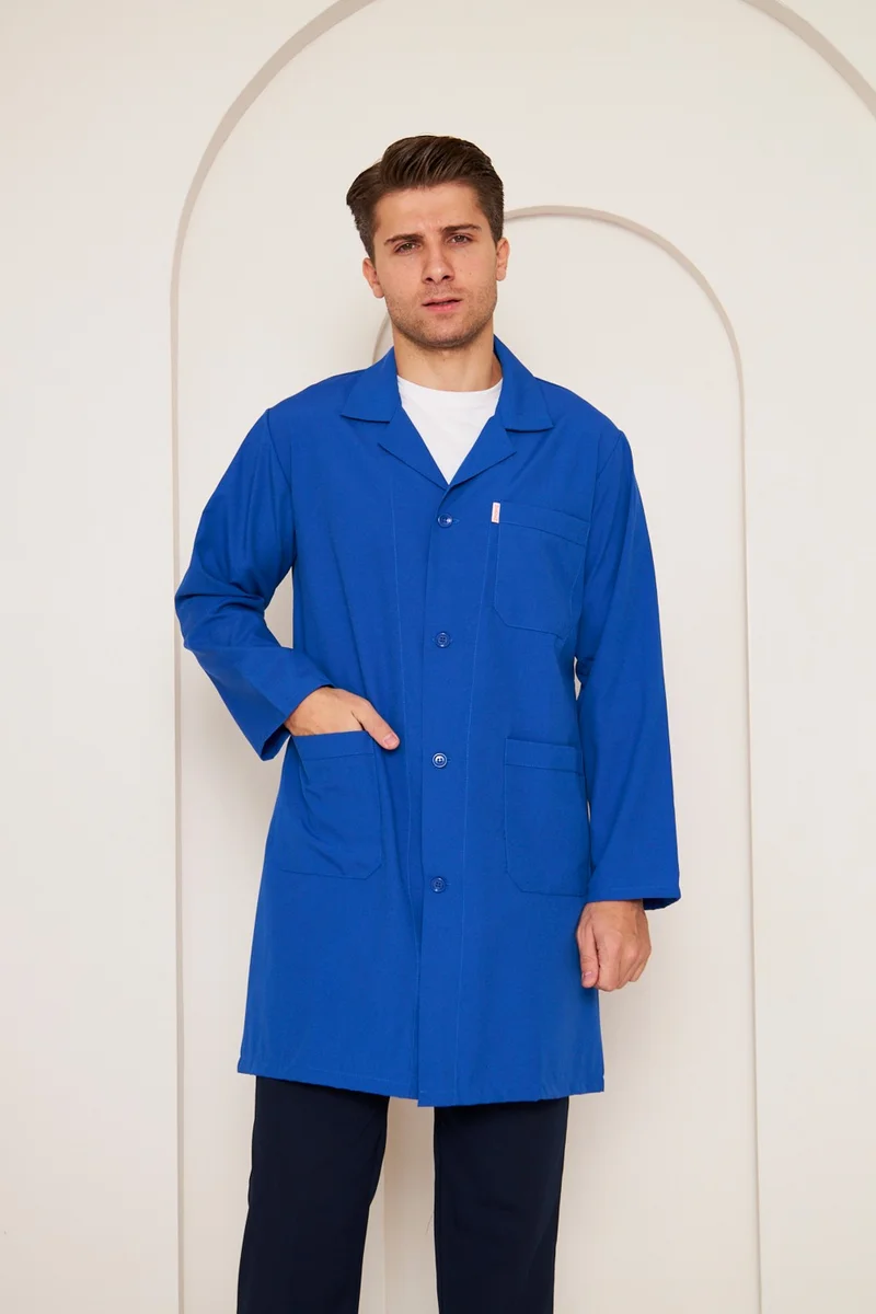 Mervem Alpaca Fabric Student Apron (Men) Sax Blue
