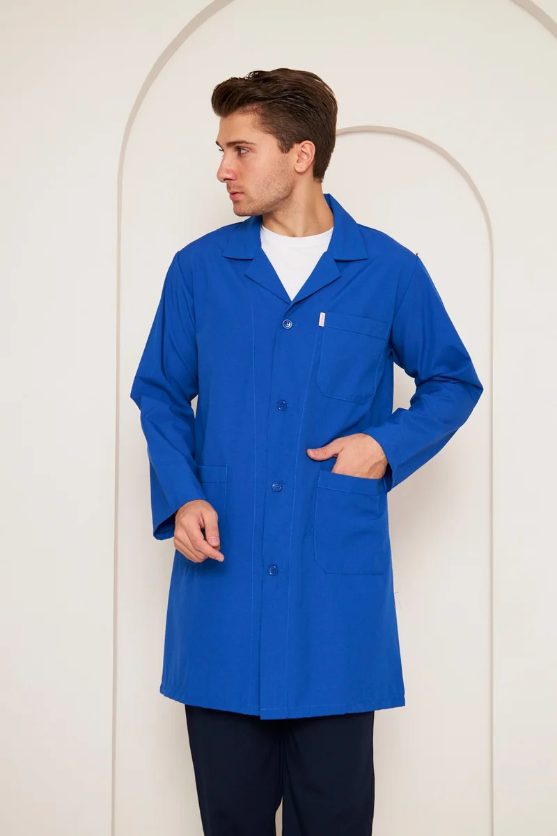 Mervem Alpaca Fabric Student Apron (Men) Sax Blue