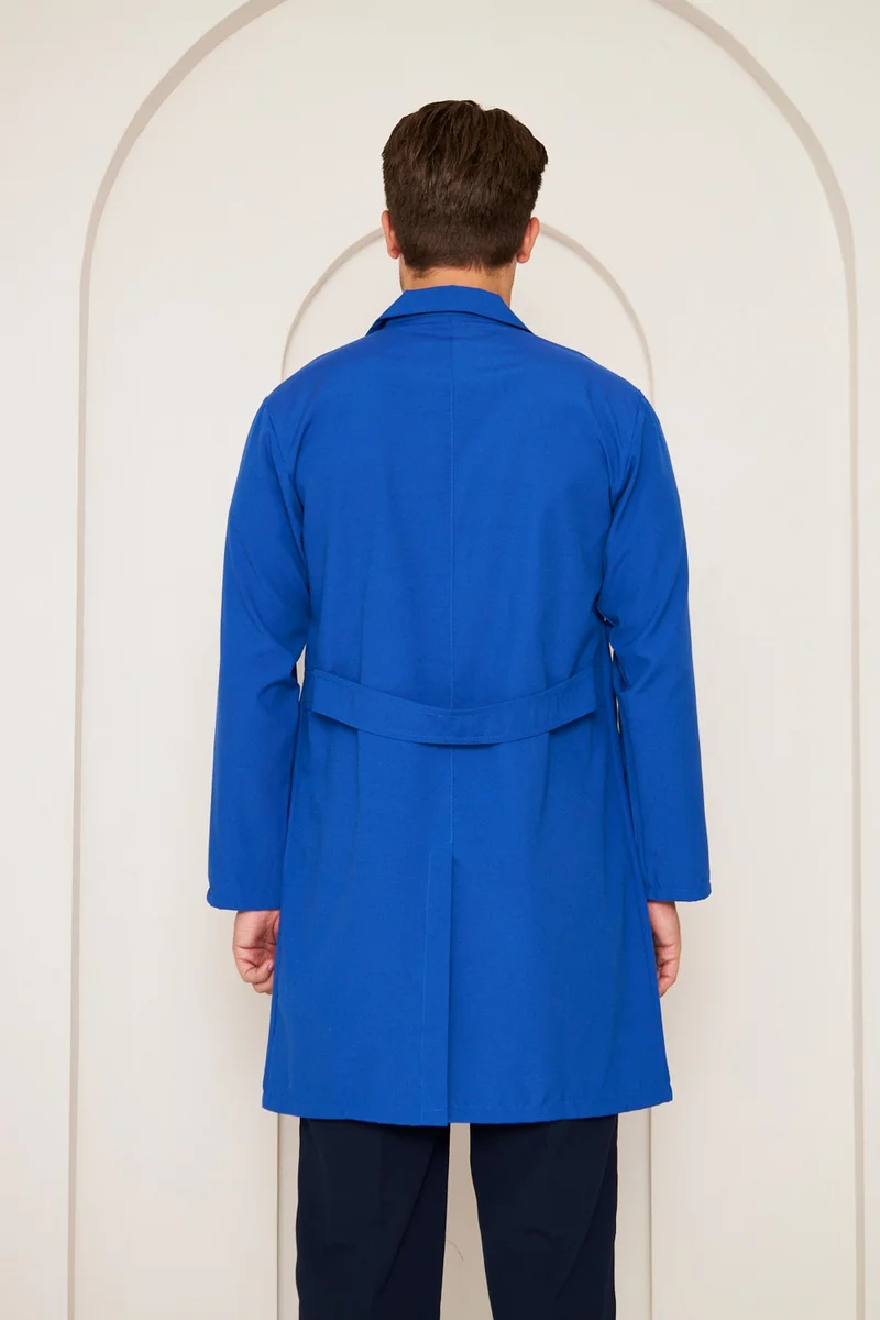 Mervem Alpaca Fabric Student Apron (Men) Sax Blue