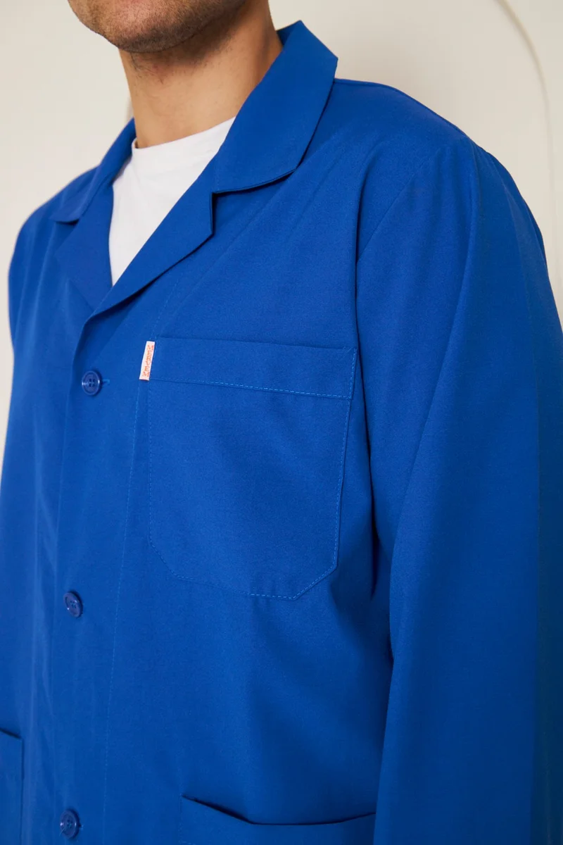 Mervem Alpaca Fabric Student Apron (Men) Sax Blue