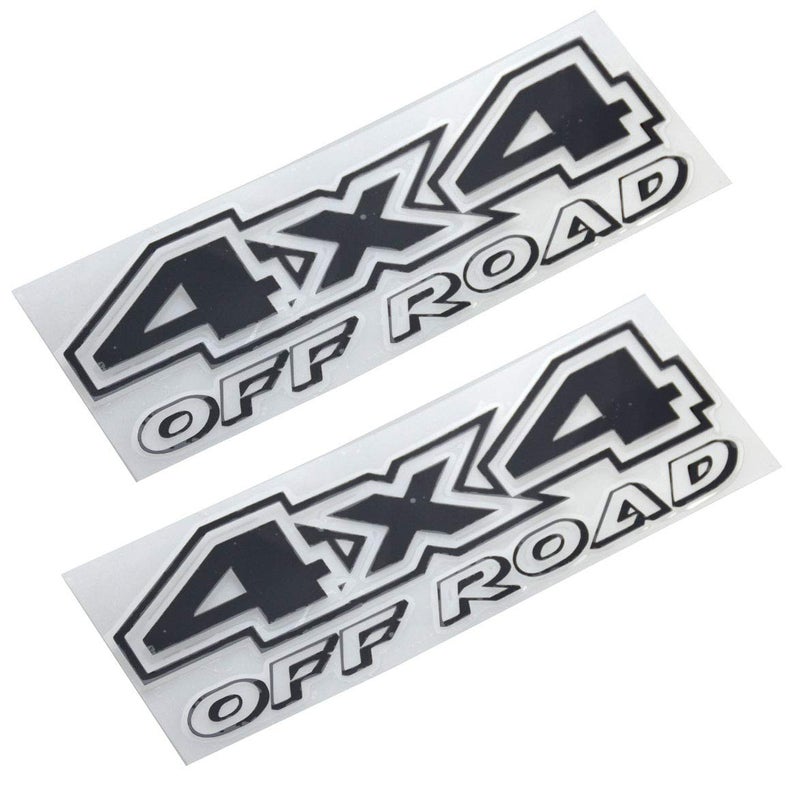 2pcs 4x4 Offroad Decals Brushed Print Effect Black Vinyl Replacement Stickers for F150 GMC Sierra Chevy 1500 2500 Chevrolet Silverado Black