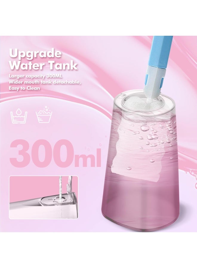 Bezvoi Water Flosser Teeth Pick: 5 Modes Cordless Water Dental Floss 300ML Portable Rechargeable IPX7 Waterproof Electric Water Flossing Cleaning Picks with 6 Jet Tips Oral Irrigator Cleaner, Pink  - Image 4