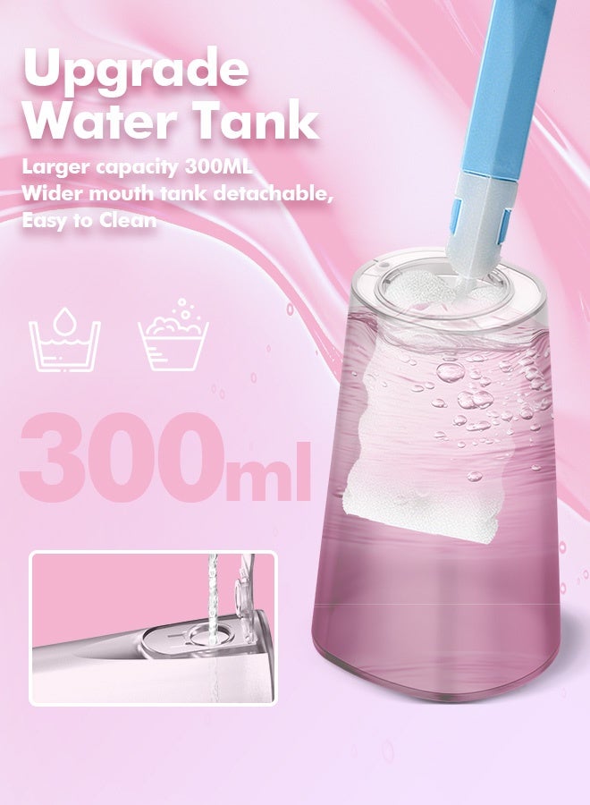 Bezvoi Water Flosser Teeth Pick: 5 Modes Cordless Water Dental Floss 300ML Portable Rechargeable IPX7 Waterproof Electric Water Flossing Cleaning Picks with 6 Jet Tips Oral Irrigator Cleaner, Pink - Image 4