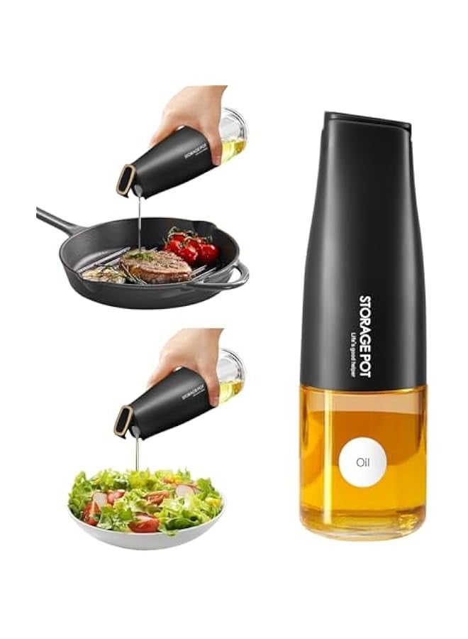 Auto Flip Olive Oil Dispenser for Kitchen, 500ml /17oz Cooking Glass Oil and Vinegar Dispenser, Beautiful Oil Bottle, Non-Drip Soy Sauce Dispenser, Oil Pourer & Labels(Black) - Image 1