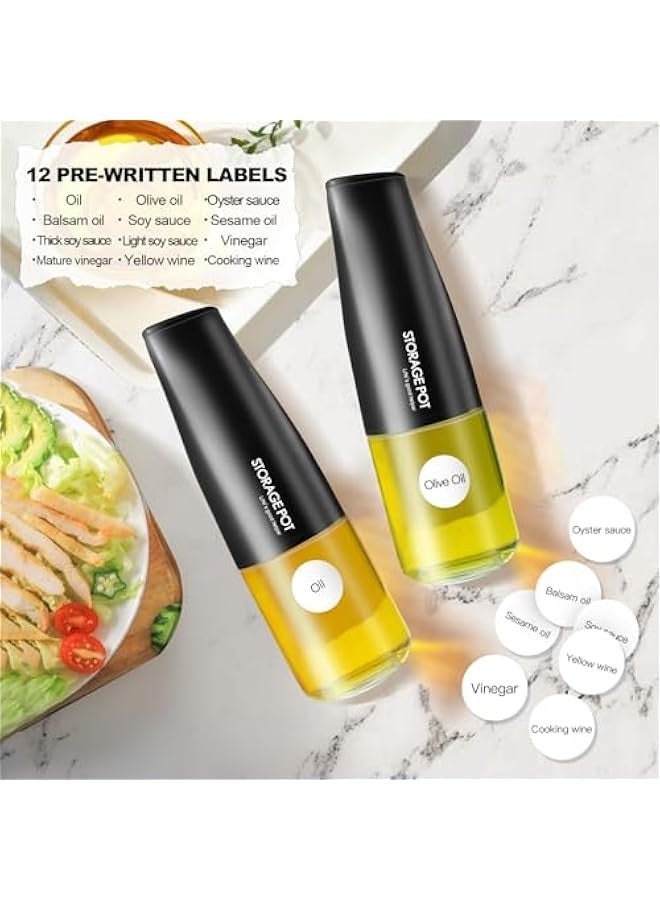 Auto Flip Olive Oil Dispenser for Kitchen, 500ml /17oz Cooking Glass Oil and Vinegar Dispenser, Beautiful Oil Bottle, Non-Drip Soy Sauce Dispenser, Oil Pourer & Labels(Black) - Image 2