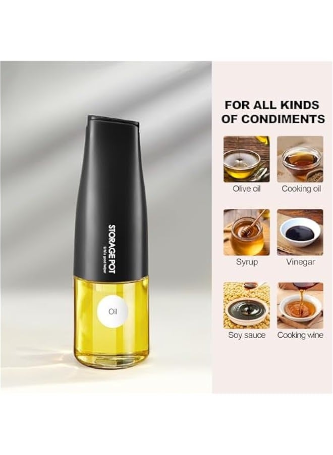 Auto Flip Olive Oil Dispenser for Kitchen, 500ml /17oz Cooking Glass Oil and Vinegar Dispenser, Beautiful Oil Bottle, Non-Drip Soy Sauce Dispenser, Oil Pourer & Labels(Black) - Image 5