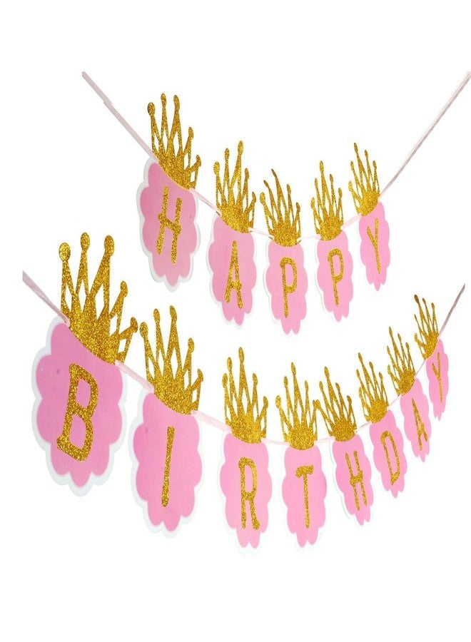 SOI Happy Birthday Toy Banner Set (Pink Glitter Crown) - Image 1