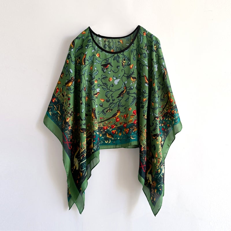 2025 Export Imitation Silk Pullover Shawl Spring and Summer New Round Neck Cloak and Fashion Versatile Shawl - Image 2