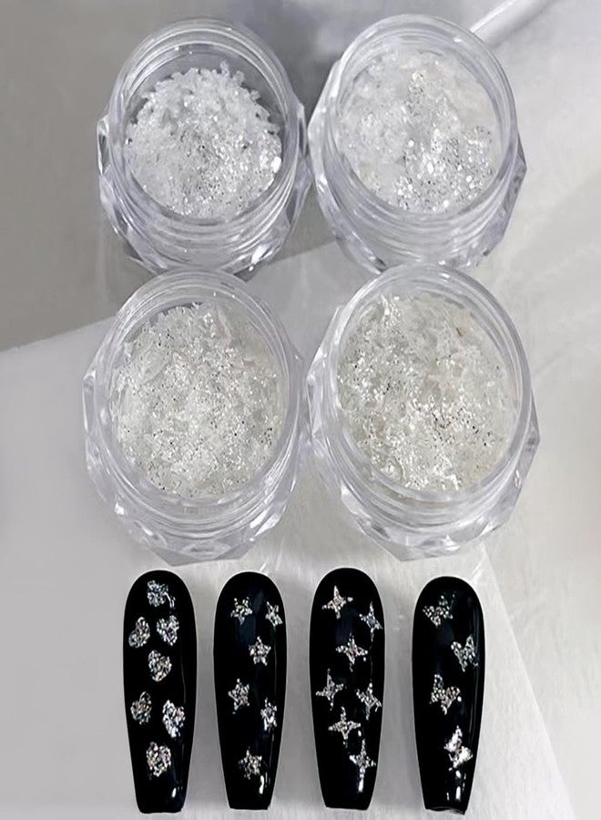 JALIYA 4 Boxes 3D Chunky Glitter Sequins Nail Art Charms Shiny Star Heart Butterfly Nail Charms Holographic Nail Glitter Flakes Starlight Sequin Charms for Nails Design Acrylic Paillette Manicure Decor - Image 4