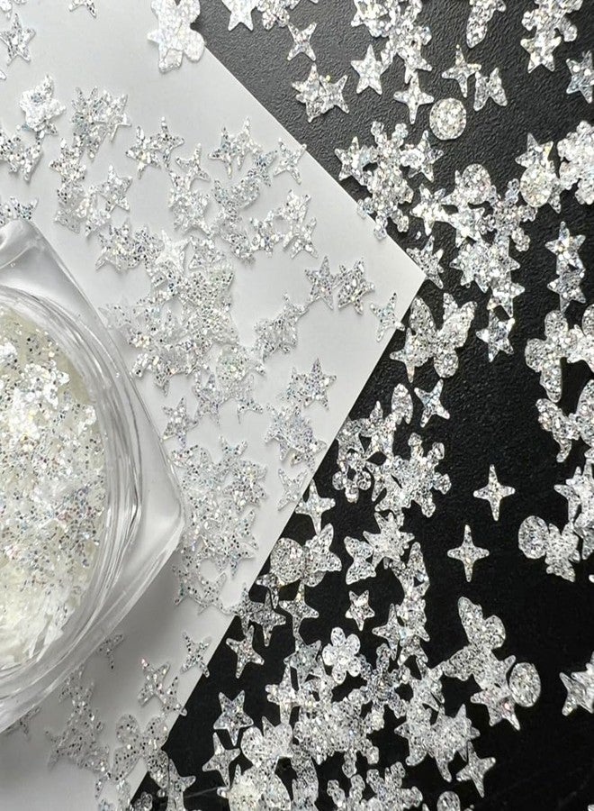 JALIYA 4 Boxes 3D Chunky Glitter Sequins Nail Art Charms Shiny Star Heart Butterfly Nail Charms Holographic Nail Glitter Flakes Starlight Sequin Charms for Nails Design Acrylic Paillette Manicure Decor - Image 3