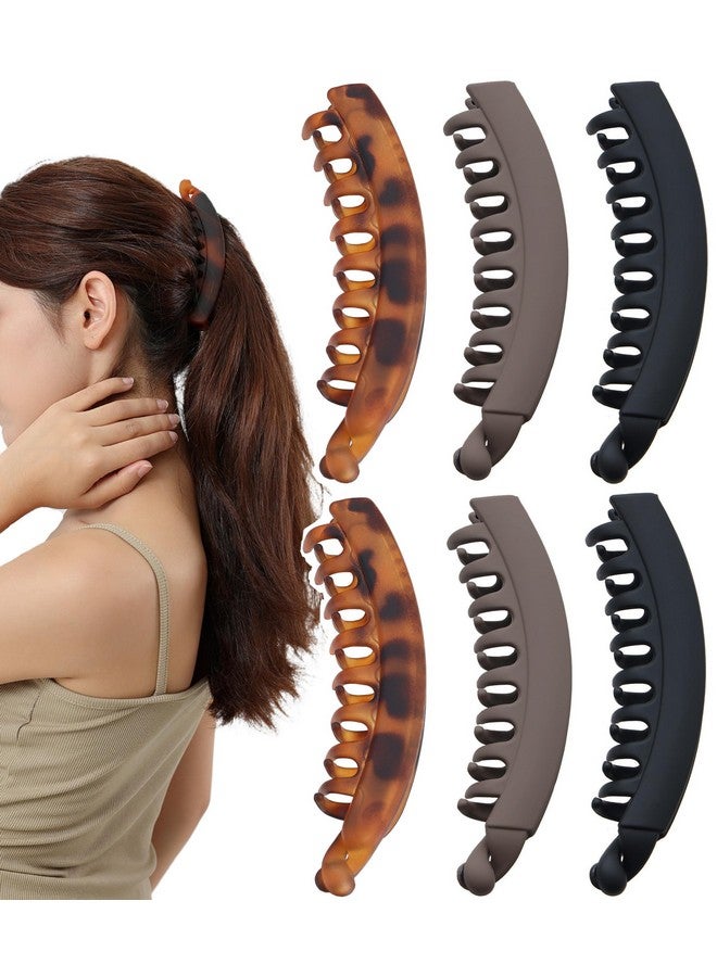 إيجلا عبوة من 6 مشابك شعر على شكل موزة بطول 5 بوصات للنساء، مشابك شعر كبيرة على شكل موزة للشعر الرقيق والسميك، مشابك شعر قوية على شكل مخالب موزة للشعر - Image 1