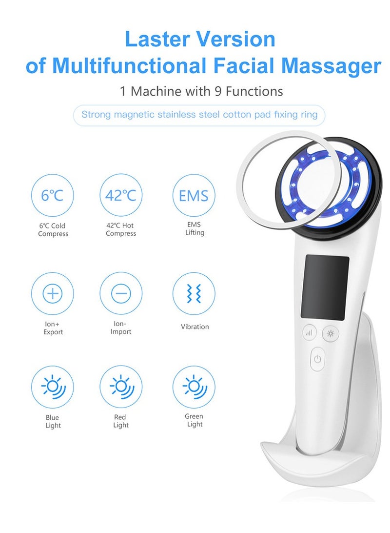 Generic Hot&Cold Pulse Beauty Device with Base High-frequency Vibration Clean Absorb Colorful Light Electric Muscle Stimulation Micro-current Pulse Beauty Instrument - Image 3