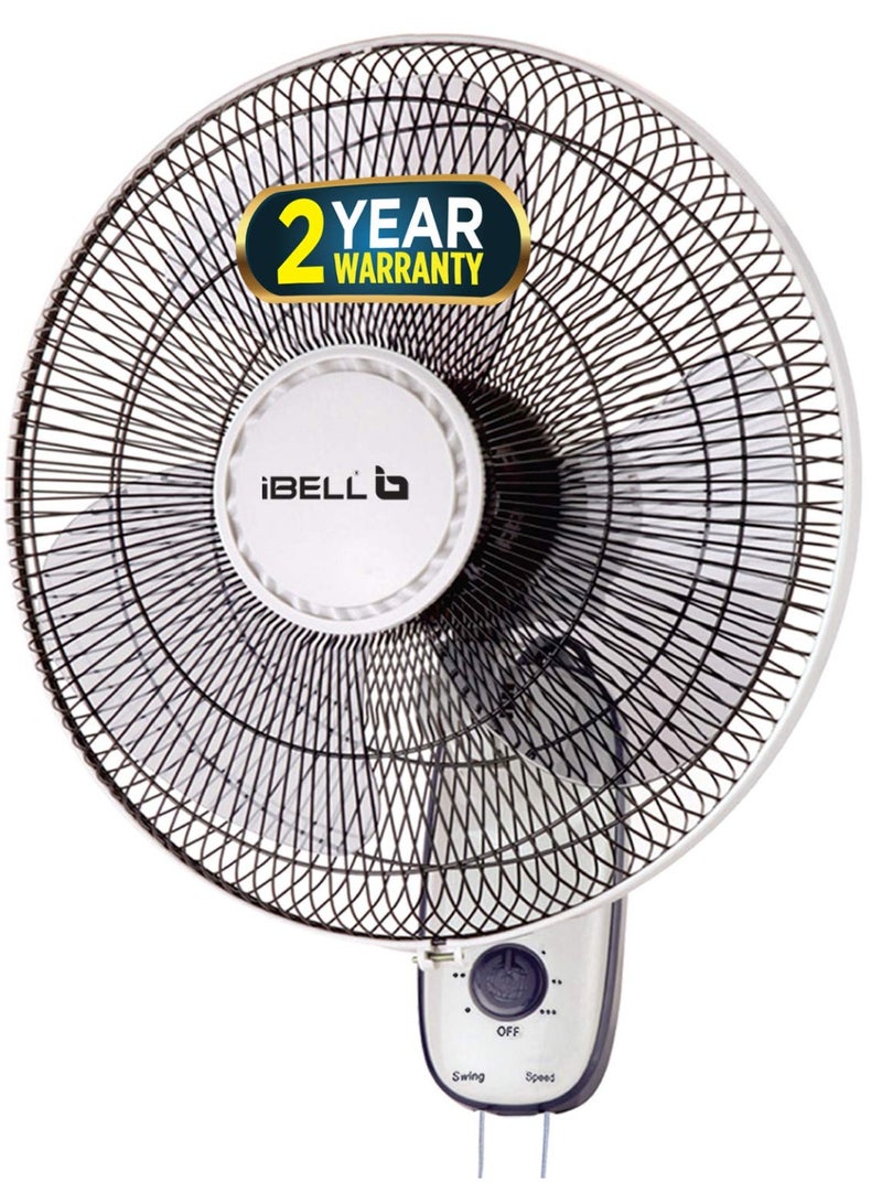 IBELL 9816WF High Speed Wall Fan 406mm (16 Inch) 3 Blade Powerful Air Delivery Low Noise Motor Wide Oscillation 2 Year Warranty Ivory White