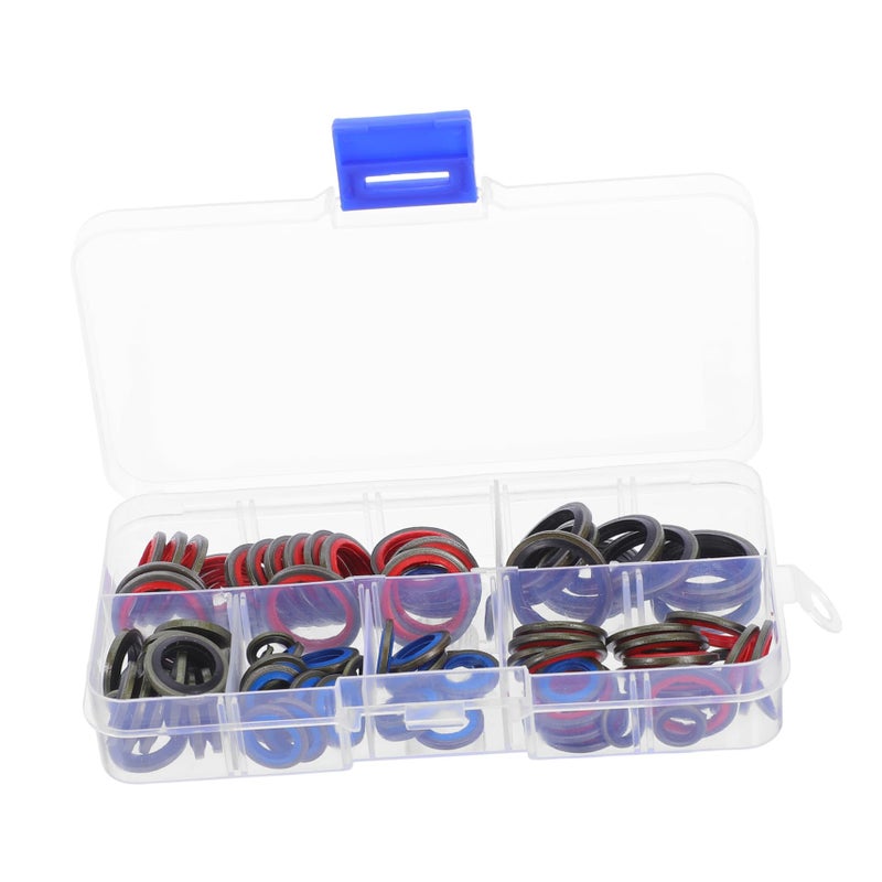100 Pcs Aluminum Rubber Oil Drain Plug Gasket Seals Assortment For Most Automotive Engines - Image 2