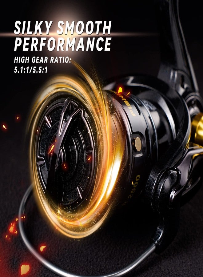 Fishdrops Fishing Reels Spinning, 5+1BB Anti-Reverse with Left/Right Interchangeable Golden Handle, 7.5 oz Ultralight Spinning Reels, 5.5:1 High Speed with Deep/Shallow Aluminum Spool for Freshwater - Image 3