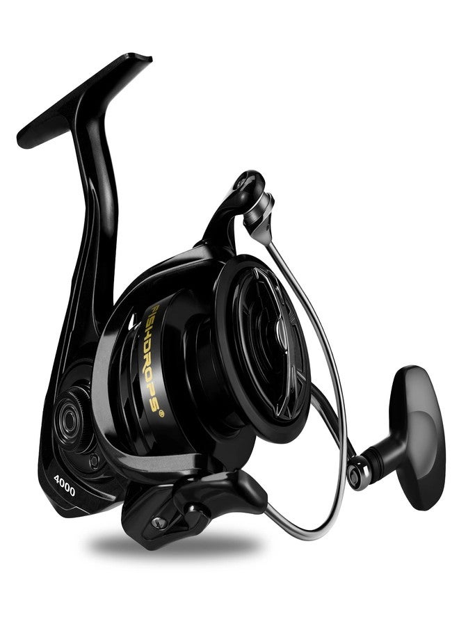 Fishdrops Fishing Reels Spinning, 5+1BB Anti-Reverse with Left/Right Interchangeable Golden Handle, 7.5 oz Ultralight Spinning Reels, 5.5:1 High Speed with Deep/Shallow Aluminum Spool for Freshwater - Image 1