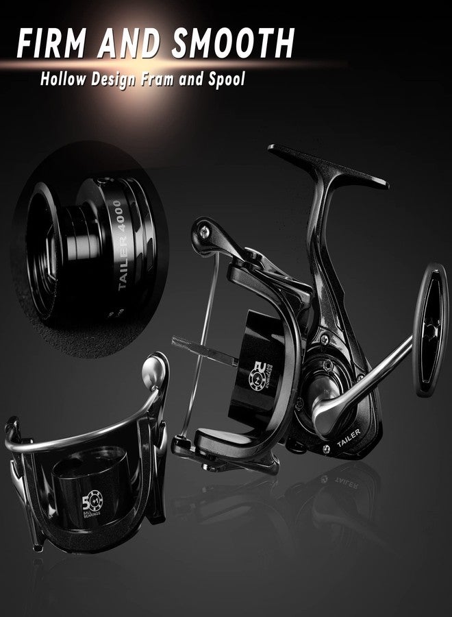 Fishdrops Fishing Reels Spinning, 5+1BB Anti-Reverse with Left/Right Interchangeable Golden Handle, 7.5 oz Ultralight Spinning Reels, 5.5:1 High Speed with Deep/Shallow Aluminum Spool for Freshwater - Image 4