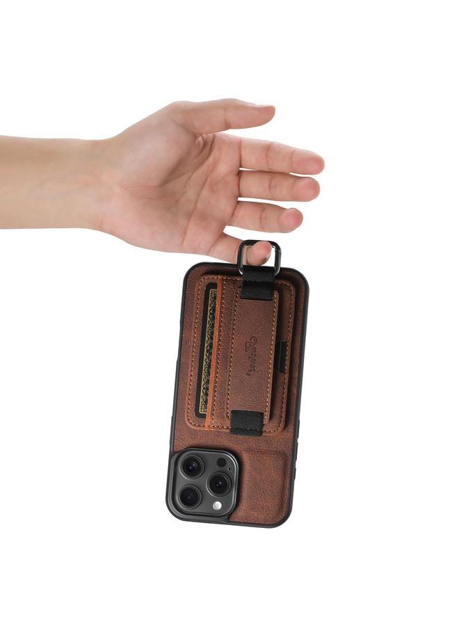 Suteni Case For iPhone 16e H13 Litchi Leather Wrist Strap Wallet Back Phone Case - Image 2