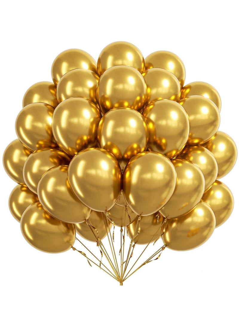 Gold Balloons, Round Latex Arch Decorative Balloons, Suitable for Birthday Parties, Graduation Ceremonies, Engagement Ceremonies, and Wedding Theme Decorations 50PCS*12 Inches - Image 1
