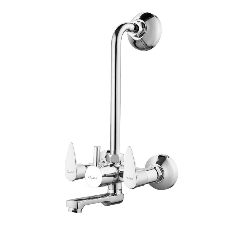 Cloudtail Cloudtail CDT8115 Vignet Brass Wall Mixer for Bathroom with LBend Provision for Overhead Shower Chrome Finish  - Image 1