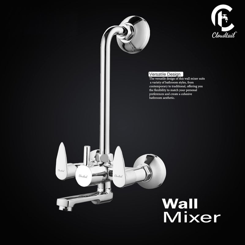 Cloudtail Cloudtail CDT8115 Vignet Brass Wall Mixer for Bathroom with LBend Provision for Overhead Shower Chrome Finish  - Image 5