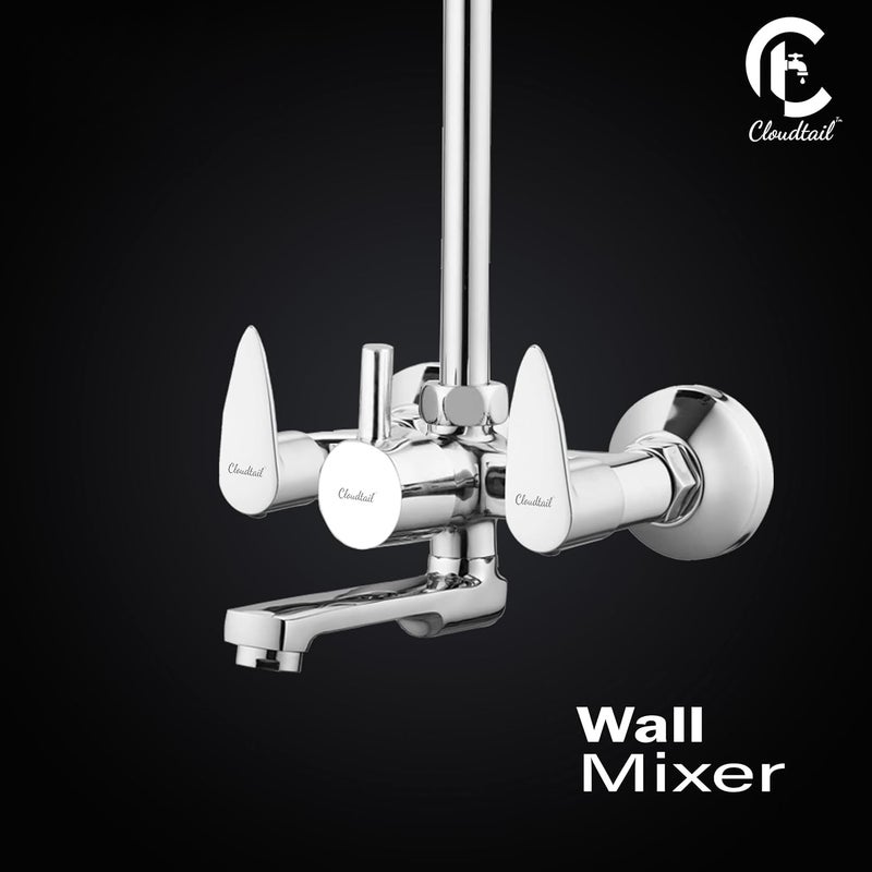 Cloudtail Cloudtail CDT8115 Vignet Brass Wall Mixer for Bathroom with LBend Provision for Overhead Shower Chrome Finish  - Image 2