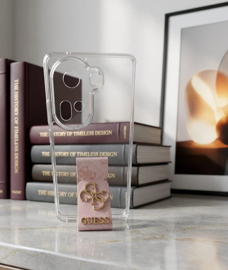 جس جراب شفاف للهاتف (Oppo Reno 11/5G) مصنوع من مادة TPU أنيقة وخفيفة الوزن مع مسند شفاف للنساء والفتيات. - Image 2