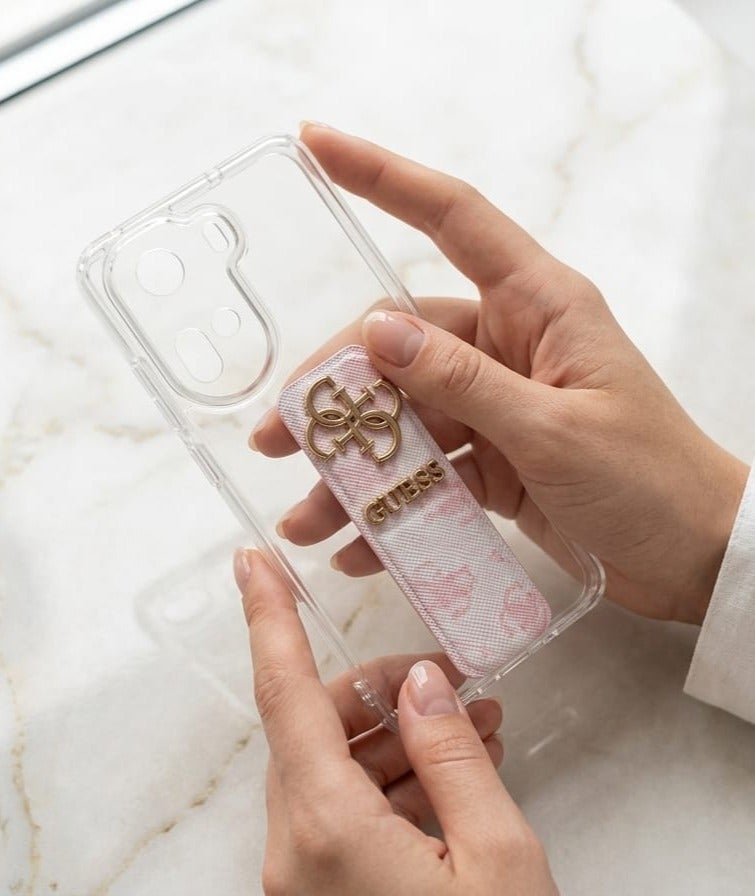 جس جراب شفاف للهاتف (Oppo Reno 11/5G) مصنوع من مادة TPU أنيقة وخفيفة الوزن مع مسند شفاف للنساء والفتيات. - Image 1