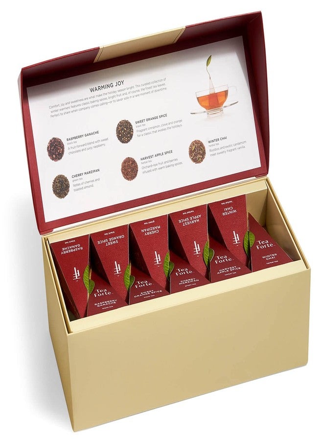 Tea Forte Warming Joy Tea Bags Gift Set, Holiday Spice Tea Sampler with 20 Pyramid Tea Influsers in Festive Presentation Gift Box, Organic Tea Bags Variety Pack - Image 3