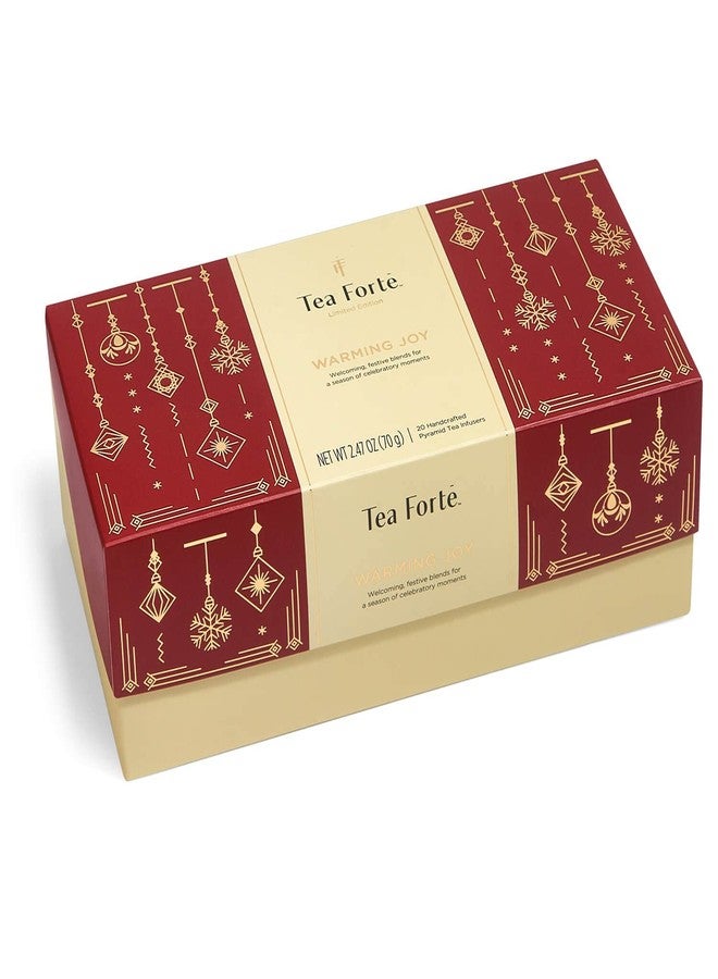 Tea Forte Warming Joy Tea Bags Gift Set, Holiday Spice Tea Sampler with 20 Pyramid Tea Influsers in Festive Presentation Gift Box, Organic Tea Bags Variety Pack - Image 2