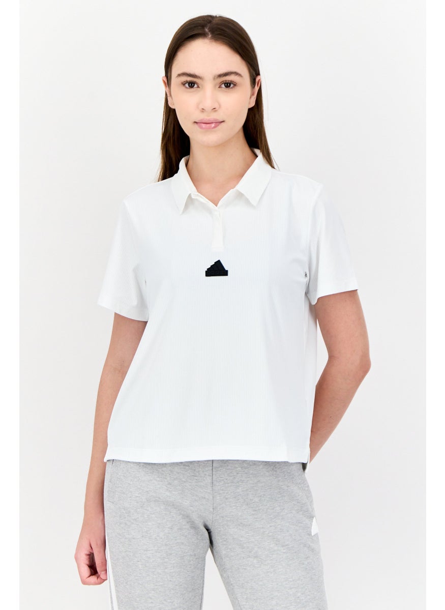 Adidas Women Sportswear Fit Short Sleeve Outdoor Polo Shirts, White  - Image 1