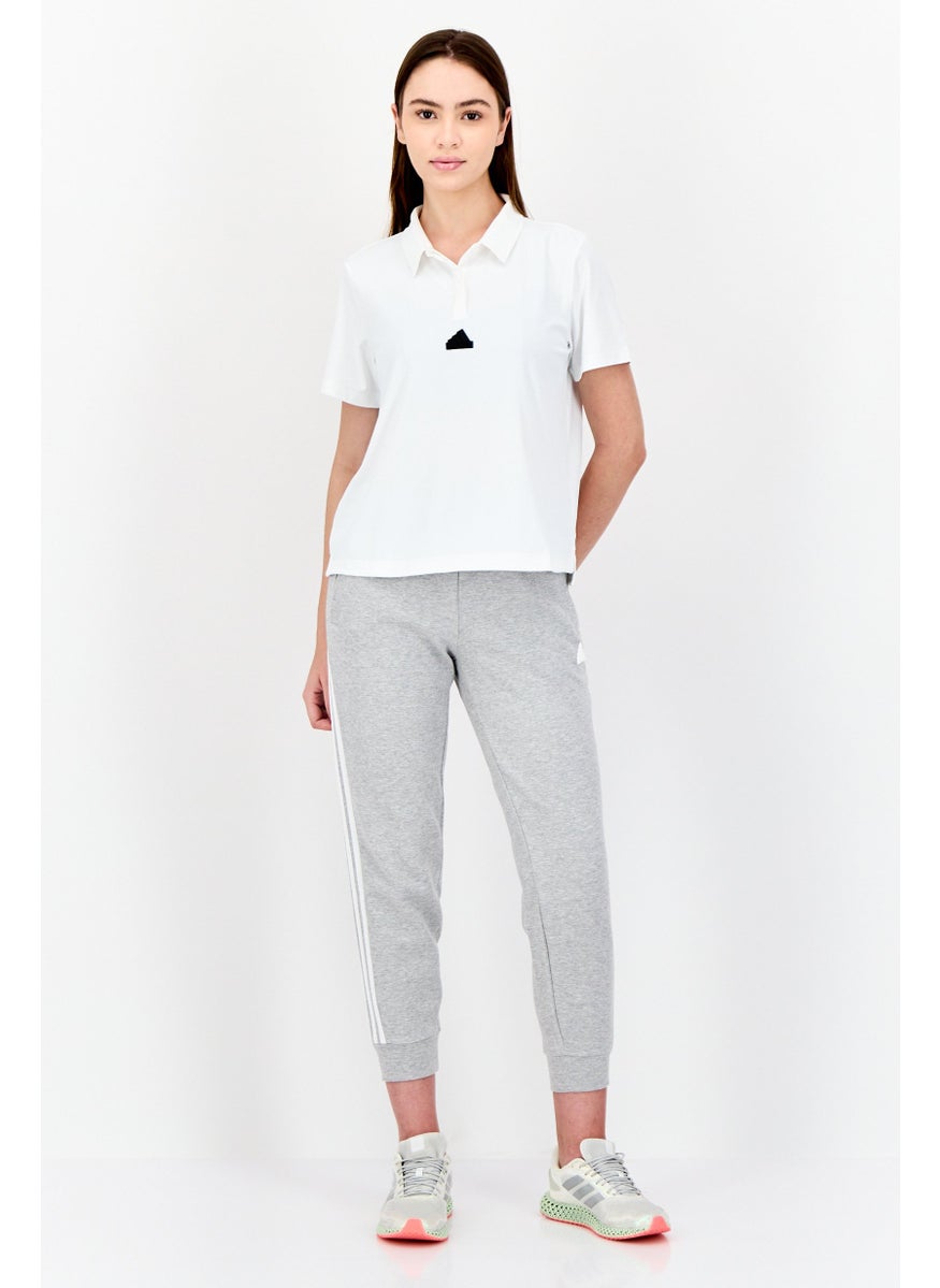 Adidas Women Sportswear Fit Short Sleeve Outdoor Polo Shirts, White  - Image 4