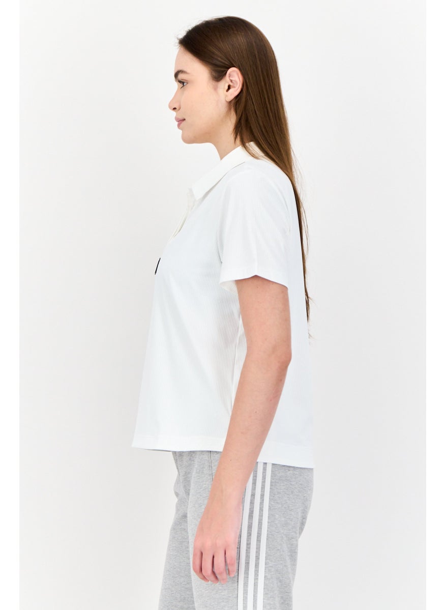 Adidas Women Sportswear Fit Short Sleeve Outdoor Polo Shirts, White  - Image 2