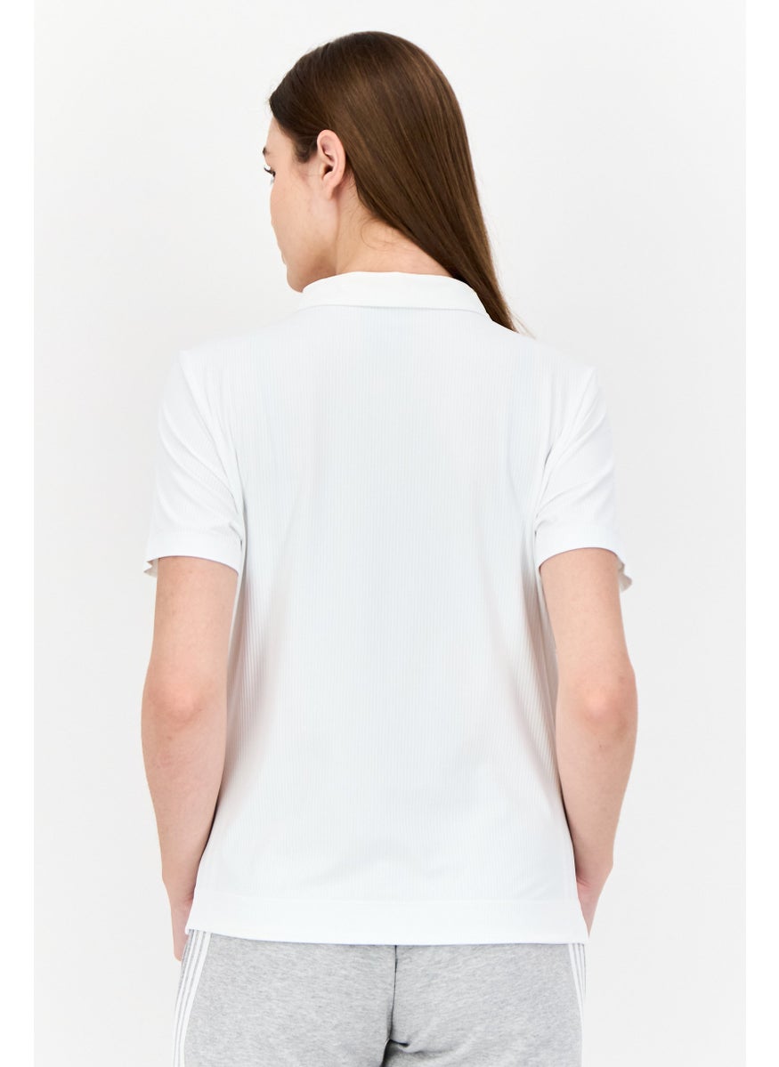 Adidas Women Sportswear Fit Short Sleeve Outdoor Polo Shirts, White  - Image 3
