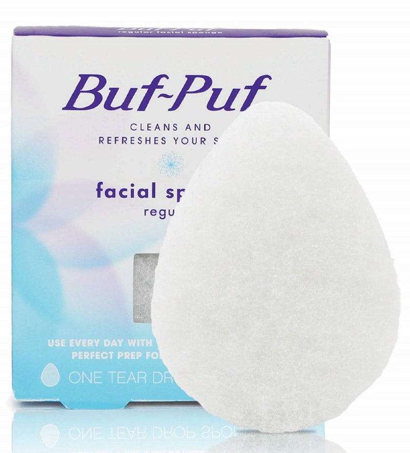 Buf-Puf Regular Facial Sponge, Dermatologist Developed, Removes Deep Down Dirt & Makeup that Causes Breakouts and Blackheads, Reusable, Exfoliating, White, 1 Count - Image 1