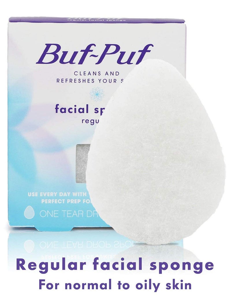Buf-Puf Regular Facial Sponge, Dermatologist Developed, Removes Deep Down Dirt & Makeup that Causes Breakouts and Blackheads, Reusable, Exfoliating, White, 1 Count - Image 2