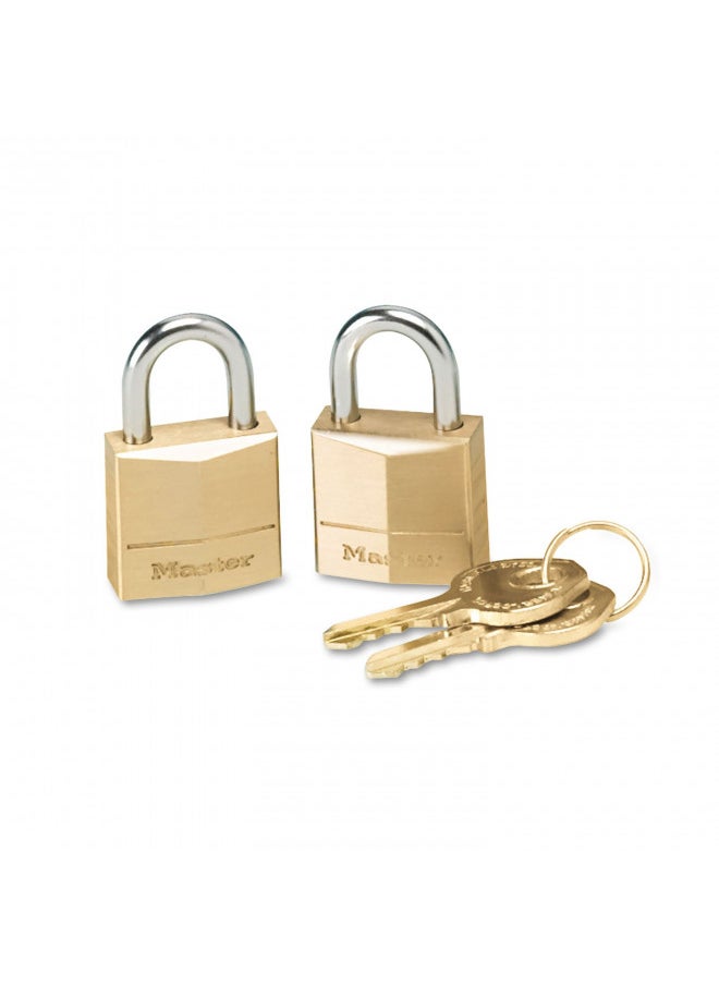 Master Lock Master Lock Padlock, Solid Brass Lock, 3/4-Inch Body Width, 120T, Keyed alike, 2-Pack 