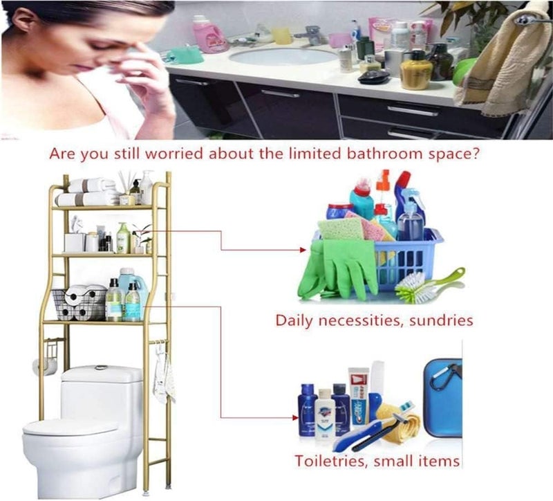 cosyinn Toilet Storage Rack, 3-tier Bathroom Storage Shelf, Over The Bathroom Shelf Organizer Stand, High Capacity, Bathroom Space Saving Shelf - Image 3