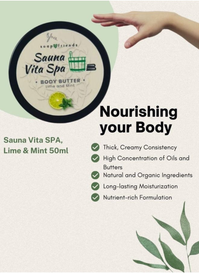 Soap&Friends Nourishing Lime Mint 50ml Body Butter Ideal Post-Sauna Moisturizer for Silky Skin  - Image 3