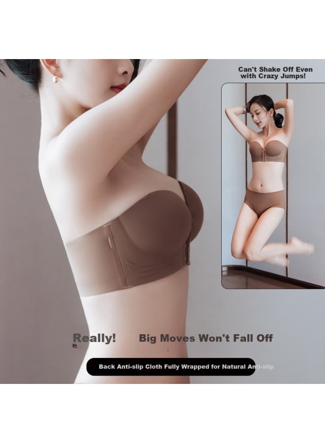 molatoire Meitu Strapless Bra For Women, Seamless Bra, Wireless Bra, Front Closure Bra, Push-up Bra For Small Anti-slip Bandeau - Image 2