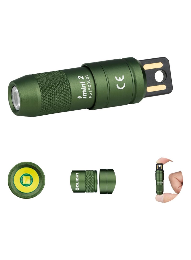 Olight IMINI 2 EDC Rechargeable Keychain Flashlight, 50 Lumens Compact and Portable Mini Light, Tiny LED Keyring Lights with Built-in Battery Ideal for Everyday Carry and Emergencies（OD Green） - Image 1