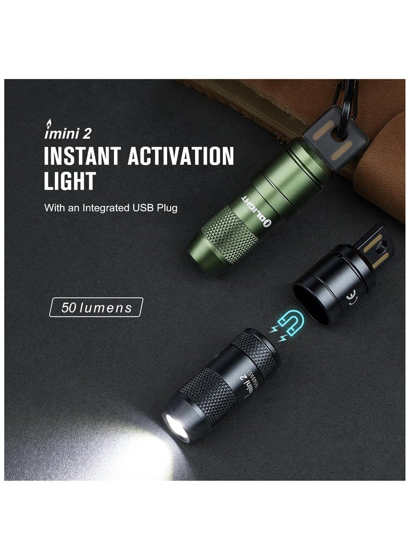Olight IMINI 2 EDC Rechargeable Keychain Flashlight, 50 Lumens Compact and Portable Mini Light, Tiny LED Keyring Lights with Built-in Battery Ideal for Everyday Carry and Emergencies（OD Green） - Image 4