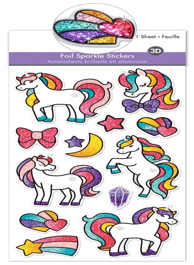 AoneFun Unicorn Stickers - Rainbow, Sparkle & Shiny 3D Stickers for Girls & Kids - Image 1