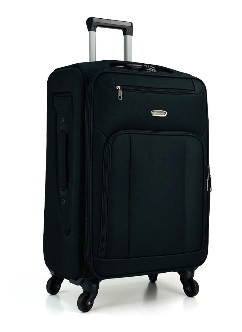 SAW & SEE 4-Piece Softside Expandable Luggage Set – Lightweight Travel Suitcase with Combination Lock, 360° Spinner Wheels, Durable Water proof Nylon-Cotton Fabric, Adjustable Telescopic Handle – Large, Big, Medium & Carry-On Trolley Suitcase Bags (20''/24''/28''/32") – Black  - Image 4