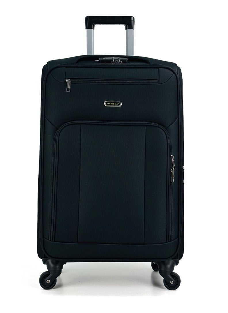 SAW & SEE 4-Piece Softside Expandable Luggage Set – Lightweight Travel Suitcase with Combination Lock, 360° Spinner Wheels, Durable Water proof Nylon-Cotton Fabric, Adjustable Telescopic Handle – Large, Big, Medium & Carry-On Trolley Suitcase Bags (20''/24''/28''/32") – Black  - Image 5
