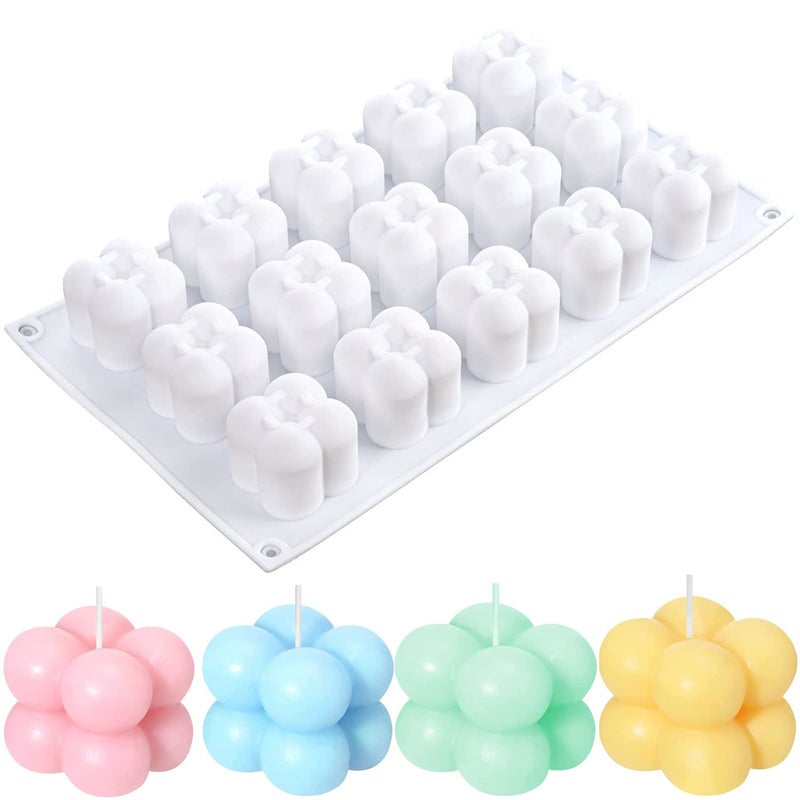Konrisa 3D Bubble Candle Molds 15 Cavity Cube Silicone Molds for Candles Making Soy Wax Bubble Cake Molds for Baking Chocolate Dessert Cheesecake Mousse Cake Jelly Pudding