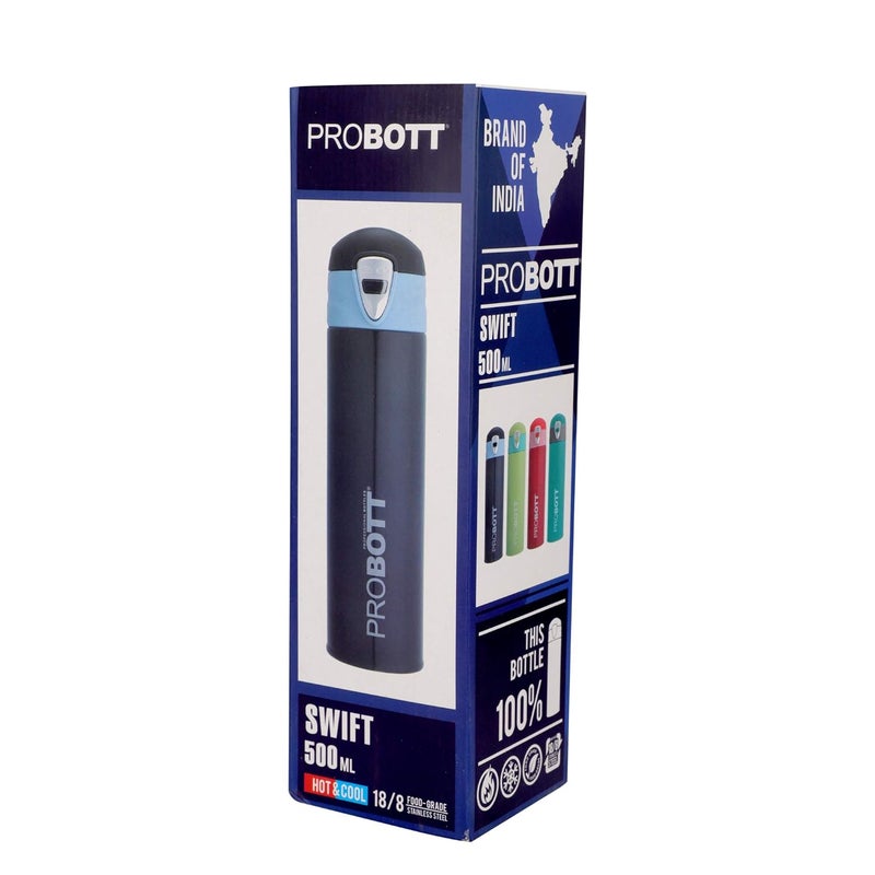PROBOTT Thermosteel Vacuum Flask Hot & Cold Sports Bottle Each 500ml -Black (Pack of 2) - Image 5