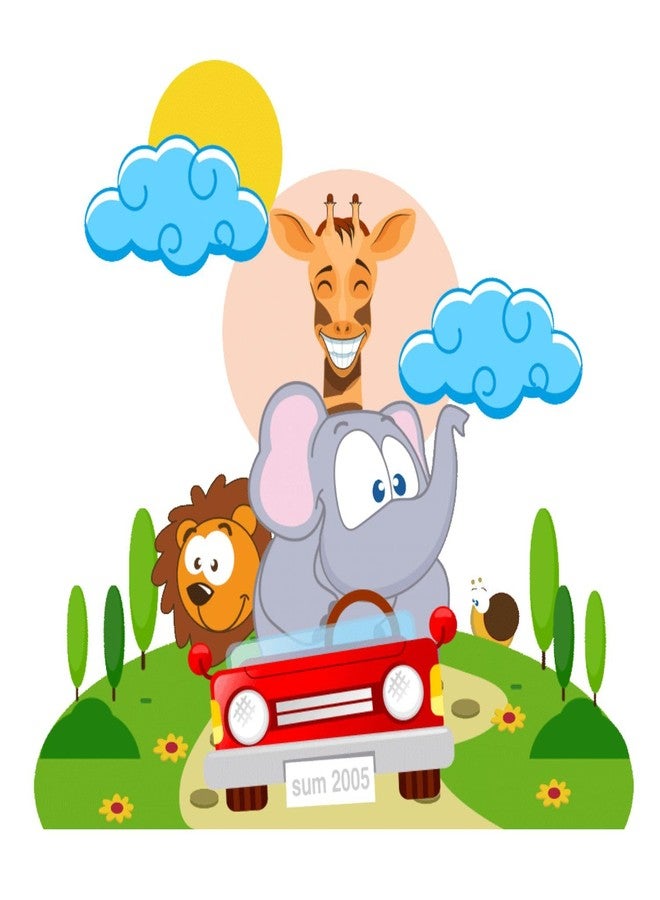 Sticker Yard Cute Animals Car PVC Vinyl Wall Sticker for Home Decor/Decoration - Living Room, Bedroom, Kids Room (Multicolor, Size: 58X53 CM) - Image 2